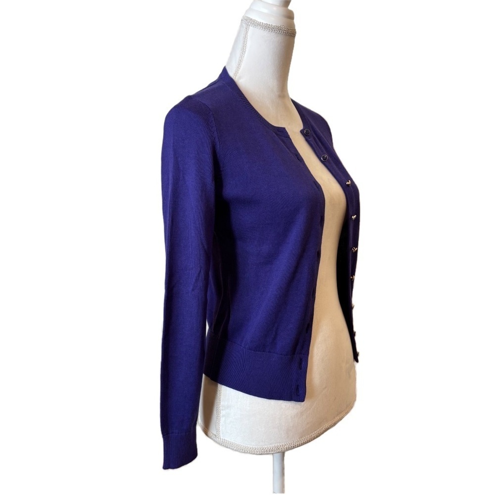 Banana Republic Purple Plum Cardigan Cotton Blend X-Small Petite NWT - Picture 4 of 9